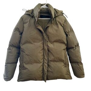 Jenni Kayne Hooded Olive Puffer Coat Size XS